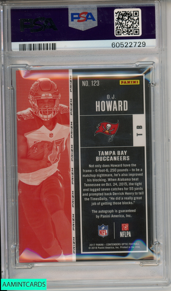 2017 PANINI CONTENDERS OPTIC OJ HOWARD #123 AUTOGRAPH ROOKIE BUCS RC PSA 9 MINT 60522729